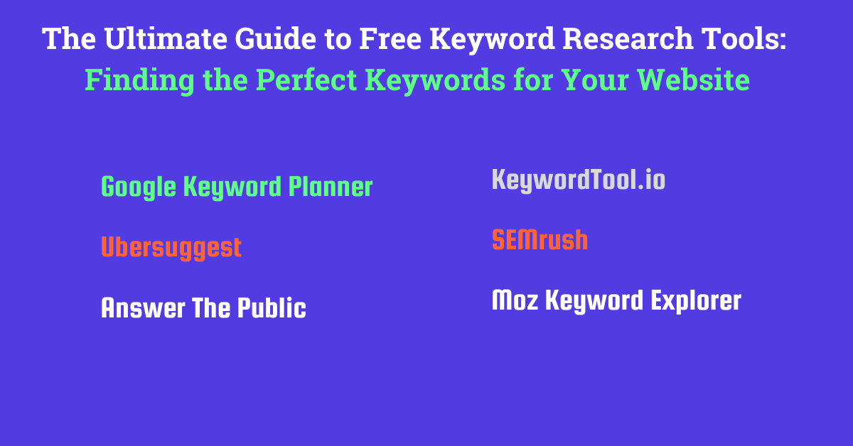 The Ultimate Guide To Free Keyword Research Tools Finding The Perfect Keywords For Your Website 8246